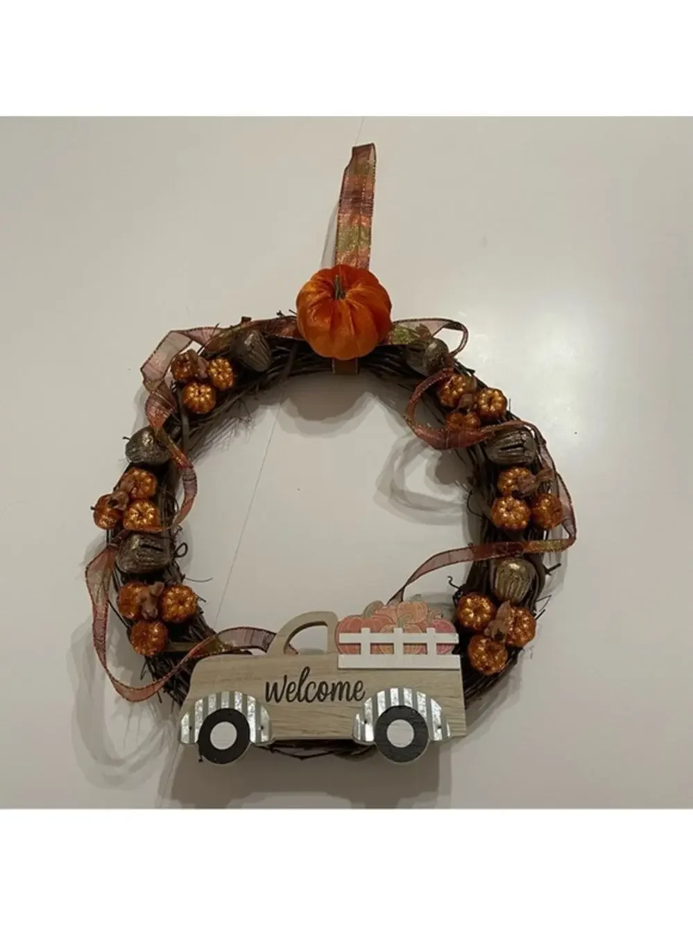 Handmade Pumpkin Truck Wreath 13